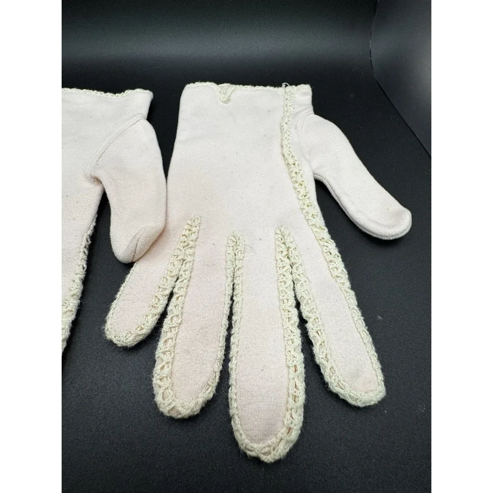 Vintage Max Mayer's‎ Gloves Pink With Lace - Size 8 1/2